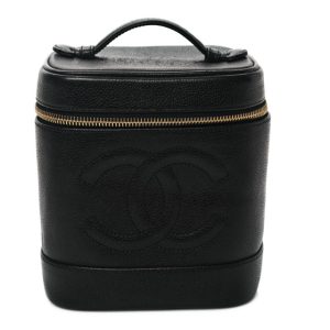 Chanel Caviar Vanity Cosmetic Case Black