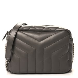 Saint Laurent Calfskin Y Quilted Monogram Small Loulou Bowling Bag Earth