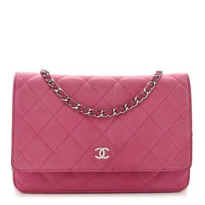 Chanel Iridescent Caviar Quilted Wallet on Chain WOC Pink