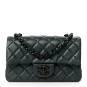 Chanel Lambskin Quilted Mini Rectangular Flap So Black