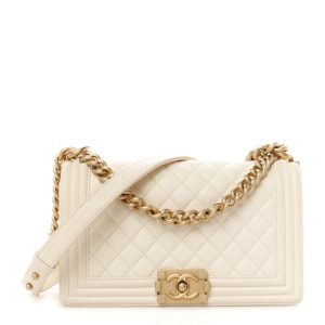 Chanel Caviar Quilted Medium Boy Flap White