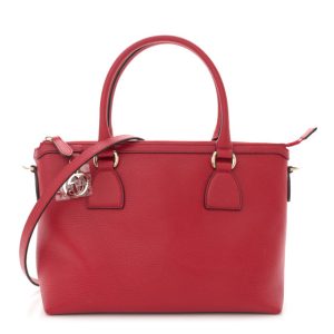 Gucci Dollar Calfskin GG Charm Satchel Red