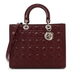Christian Dior Patent Cannage Large Lady Dior Burgundy