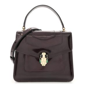 Bulgari Metallic Calfskin Serpenti Forever Top Handle Dark Purple