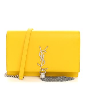 Saint Laurent Grain De Poudre Classic Monogram Kate Tassel Chain Wallet Mimosa