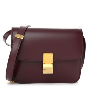 Celine Box Calfskin Teen Classic Box Flap Bag Burgundy