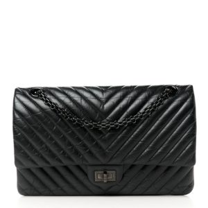 Chanel Aged Calfskin Chevron Quilted 2.55 Reissue 226 So Black