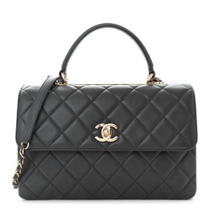 Chanel Lambskin Quilted Medium Trendy CC Flap Dual Handle Bag Dark Grey