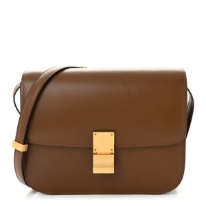 Celine Box Calfskin Medium Classic Box Flap Bag Camel