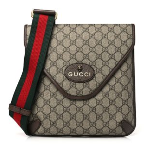 Gucci GG Supreme Monogram Web Medium Neo Vintage Flap Messenger Bag Beige New Acero