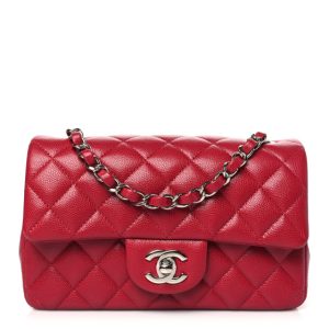 Chanel Caviar Quilted Mini Rectangular Flap Red