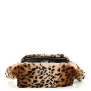 Saint Laurent Rabbit Fur Leopard Print Belt Bag Beige