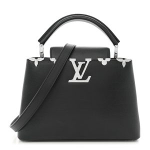 Louis Vuitton Smooth Calfskin Crystal Flowers Capucines BB Black