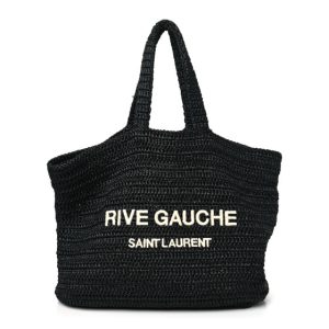 Saint Laurent SAINT LAURENT Raffia Rive Gauche Tote Black
