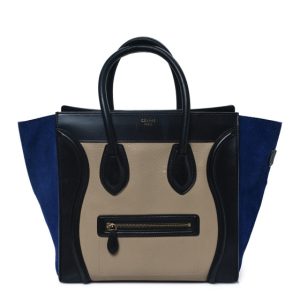 Celine Elephant Calfskin Suede Mini Tri-Color Luggage Sand