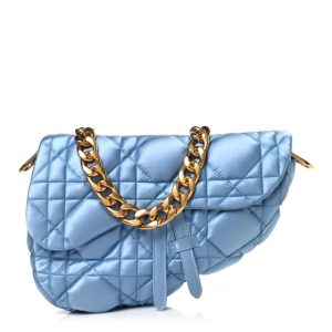 Christian Dior X ERL Satin Cannage Micro Venice Saddle Bag Blue
