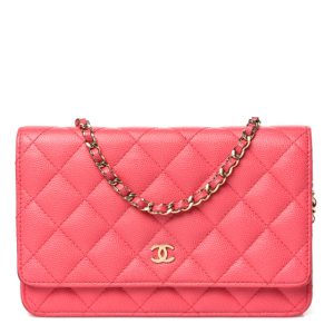 Chanel Caviar Quilted Wallet on Chain WOC Pink