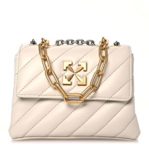 Off-White Calfskin Diagonal Quilted Jackhammer 19 Shoulder Bag White
