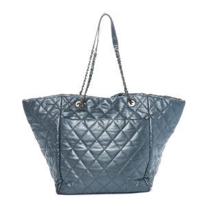 Chanel Metallic Lambskin Quilted Large Week End on Mars Tote Charcoal
