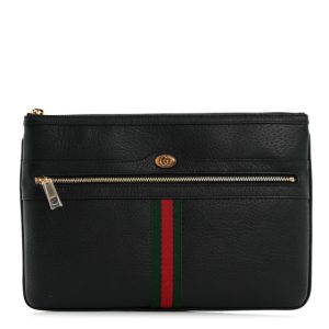 Gucci Calfskin Large Ophidia Pouch Clutch Black