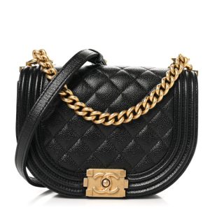 Chanel Caviar Quilted Small Boy Messenger Bag Black
