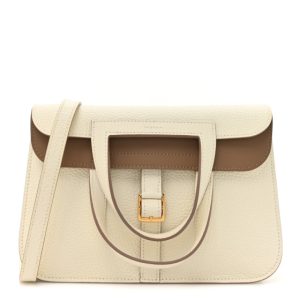 Hermes Taurillon Clemence Verso Halzan 25 Mushroom Beige De Weimar