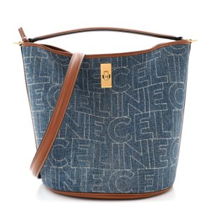 Celine Denim Calfskin Logo Bucket 16 Bag Blue