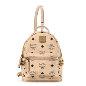 MCM Visetos Side Stud X-Mini Stark Bebe Boo Backpack Beige