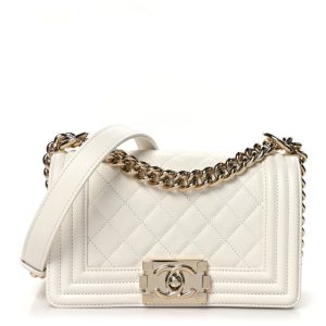 Chanel Caviar Quilted Small Boy Flap White
