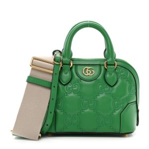 Gucci Calfskin GG Matelasse Mini Boston Bag Spring Green Natural