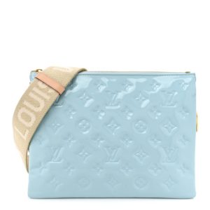 Louis Vuitton Patent Embossed Monogram Coussin PM Sky Blue