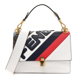 Fendi X FILA Vitello Liberty Mania Bi-Color FF 1974 Embossed Kan I Shoulder Bag White Nebula Multicolor