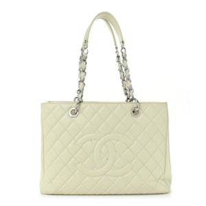 Chanel Caviar Quilted Grand Shopping Tote GST White