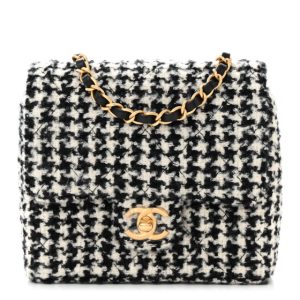 Chanel Tweed Houndstooth Quilted Mini Square Flap