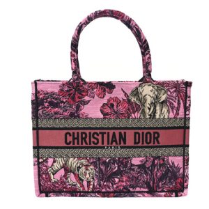 Christian Dior Canvas Embroidered Medium Toile de Jouy Voyage Book Tote Fuchsia Multicolor