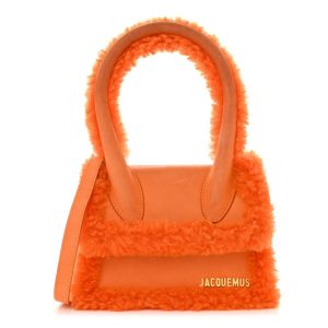 Jacquemus Calfskin Shearling Le Chiquito Moyen Orange