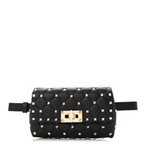 Valentino Garavani Lambskin Rockstud Spike Belt Bag 85 Black