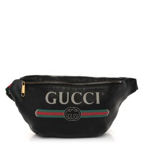 Gucci Grained Calfskin Logo Belt Bag Black