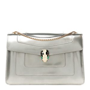 Bulgari Metallic Calfskin Serpenti Forever Crossbody Bag Silver