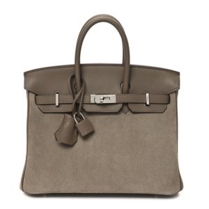 Hermes Veau Doblis Swift Grizzly Birkin 25 Gris Caillou Etoupe