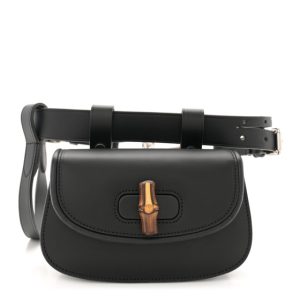 Gucci Calfskin Bamboo Mini 1947 Belt Bag  Black