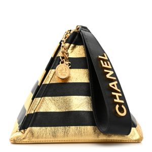 Chanel Metallic Lambskin CC Kheops Pyramid Bag Gold Black