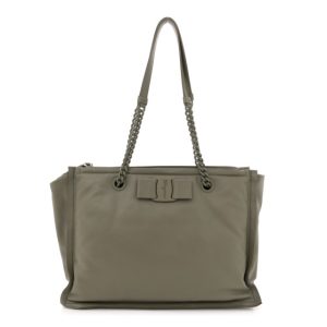 Salvatore Ferragamo Calfskin Viva Bow Tote Green