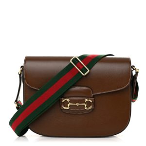 Gucci Azalea Calfskin Web Horsebit 1955 Shoulder Bag Brown Sugar