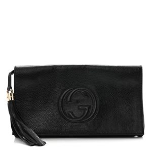Gucci Pebbled Calfskin Medium Soho Clutch Black