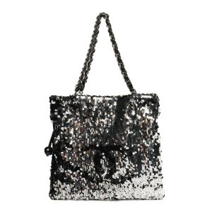 Chanel Sequin Summer Night Medium Drawstring Tote Black