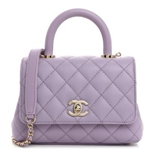 Chanel Caviar Quilted Extra Mini Coco Handle Flap Light Purple