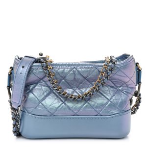 Chanel Iridescent Aged Calfskin Quilted Small Gabrielle Hobo Blue