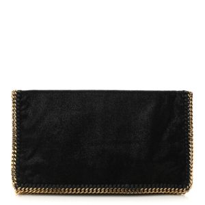 Stella McCartney Shaggy Deer Falabella Fold Over Clutch Black