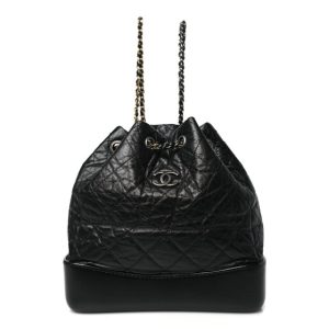 Chanel Aged Calfskin Quilted Small Gabrielle Backpack Black
